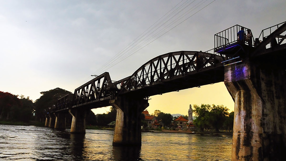 The Bridge on the River Kwai at dusk